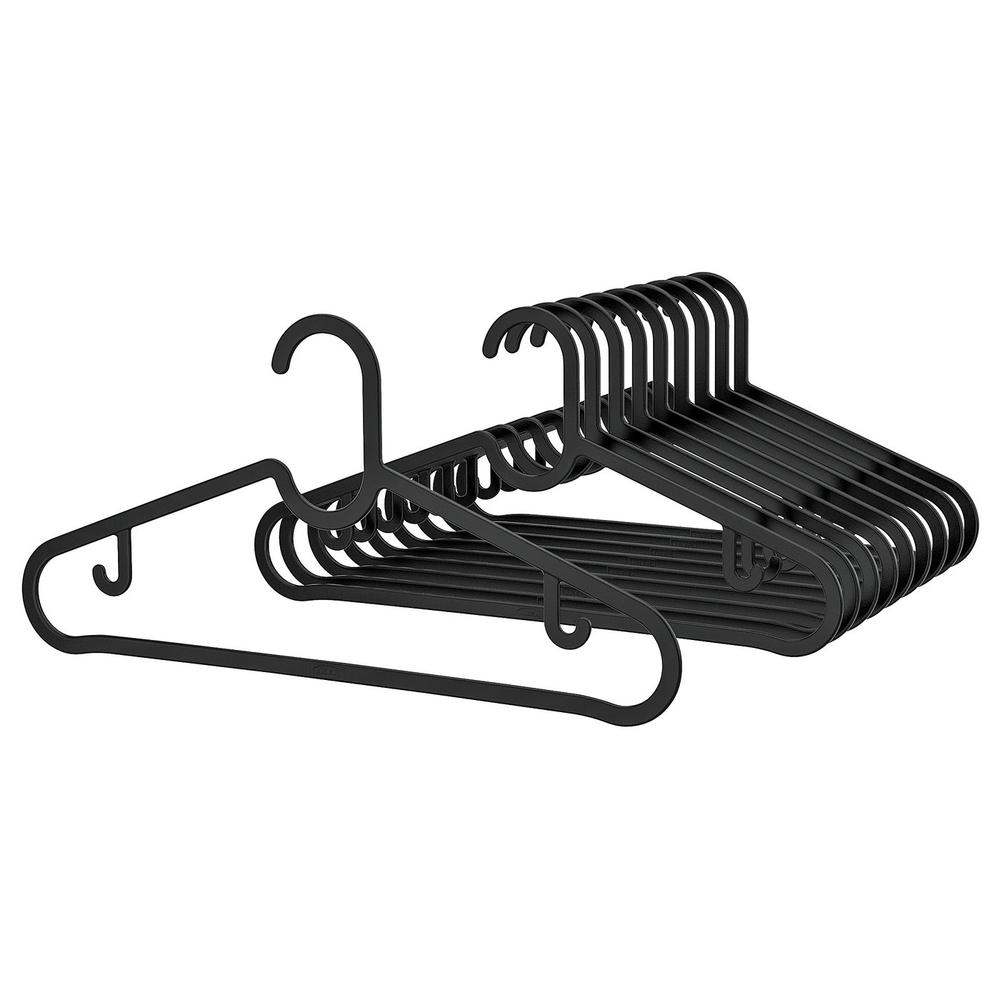Set of Black Plastic Hangers IKEA Spruttig, 10 PCs, Like New